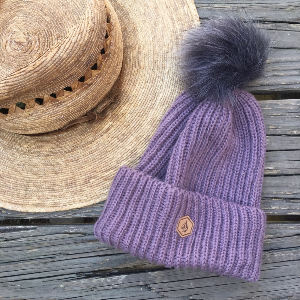 Volcom Purple Knit Snowbelle Beanie
